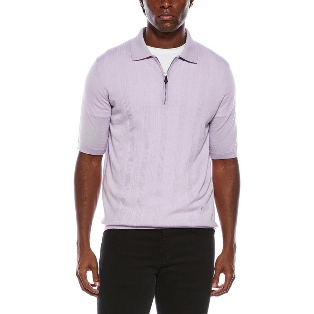 Isaia Mens Wool, Silk, & Cashmere-Blend Polo Shirt, Purple